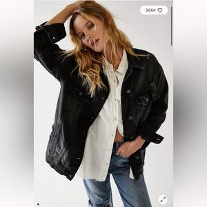 EUC Free People We the Free destroyed long and lean trucker jacket